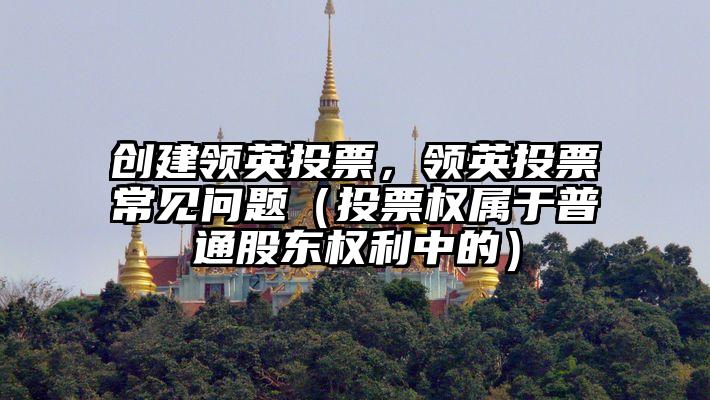 创建领英投票，领英投票常见问题（投票权属于普通股东权利中的）