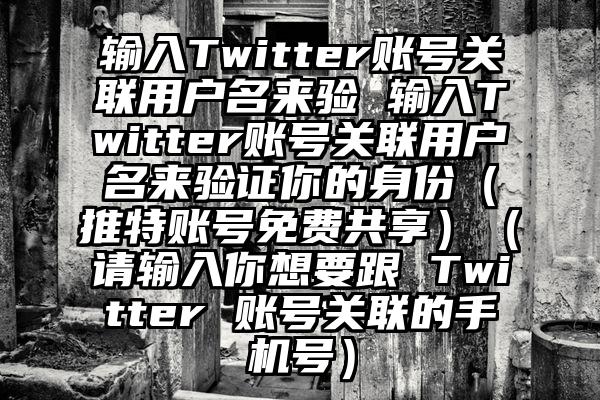 输入Twitter账号关联用户名来验 输入Twitter账号关联用户名来验证你的身份(推特账号免费共享)(请输入你想要跟 Twitter 账号关联的手机号)