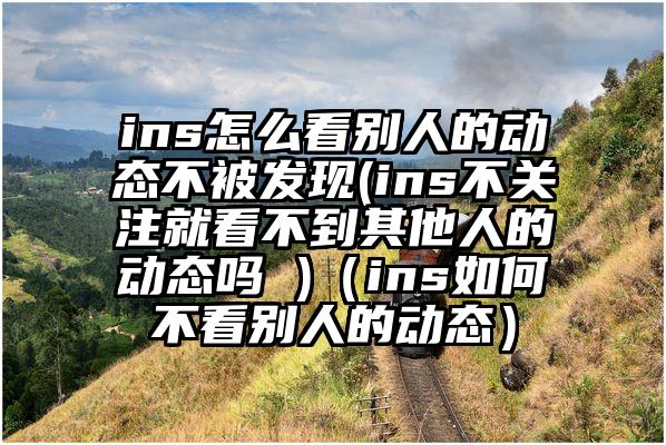 ins怎么看别人的动态不被发现(ins不关注就看不到其他人的动态吗 )（ins如何不看别人的动态）