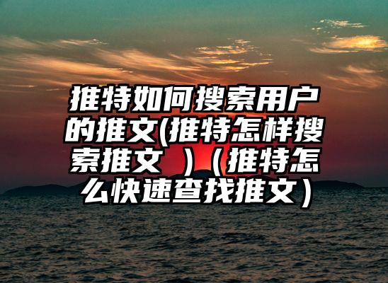 推特如何搜索用户的推文(推特怎样搜索推文 )（推特怎么快速查找推文）