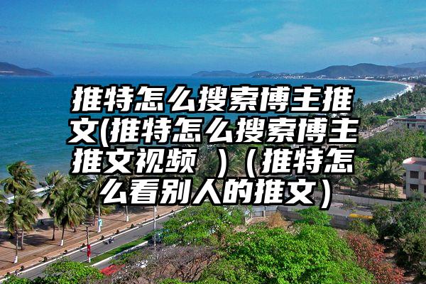 推特怎么搜索博主推文(推特怎么搜索博主推文视频 )（推特怎么看别人的推文）
