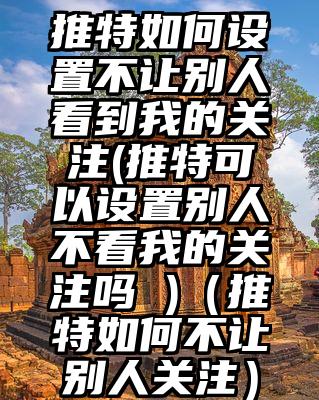 推特如何设置不让别人看到我的关注(推特可以设置别人不看我的关注吗 )（推特如何不让别人关注）