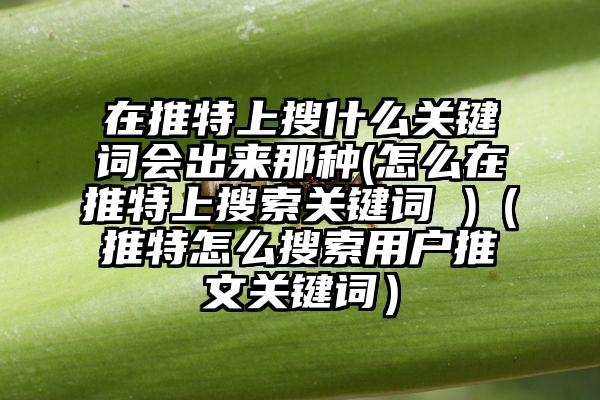 在推特上搜什么关键词会出来那种(怎么在推特上搜索关键词 )（推特怎么搜索用户推文关键词）