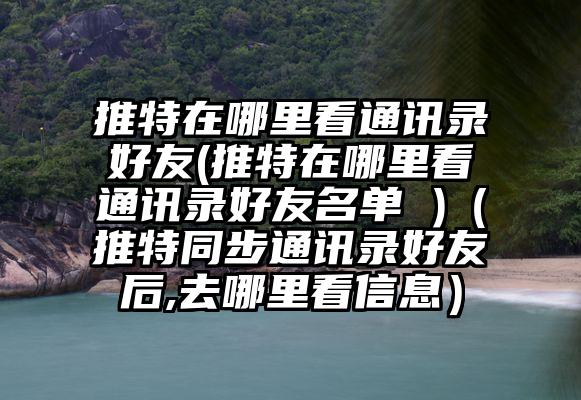 推特在哪里看通讯录好友(推特在哪里看通讯录好友名单 )（推特同步通讯录好友后,去哪里看信息）
