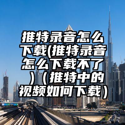 推特录音怎么下载(推特录音怎么下载不了 )（推特中的视频如何下载）