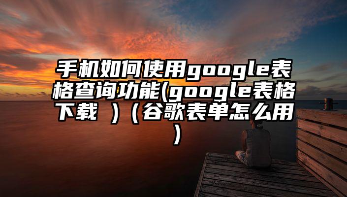 手机如何使用google表格查询功能(google表格下载 )（谷歌表单怎么用）