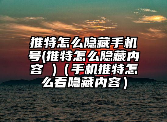 推特怎么隐藏手机号(推特怎么隐藏内容 )（手机推特怎么看隐藏内容）