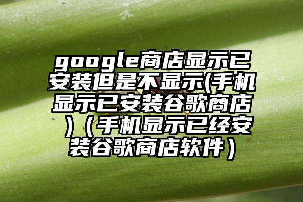 google商店显示已安装但是不显示(手机显示已安装谷歌商店 )（手机显示已经安装谷歌商店软件）