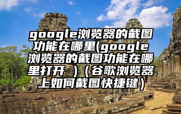google浏览器的截图功能在哪里(google浏览器的截图功能在哪里打开 )（谷歌浏览器上如何截图快捷键）