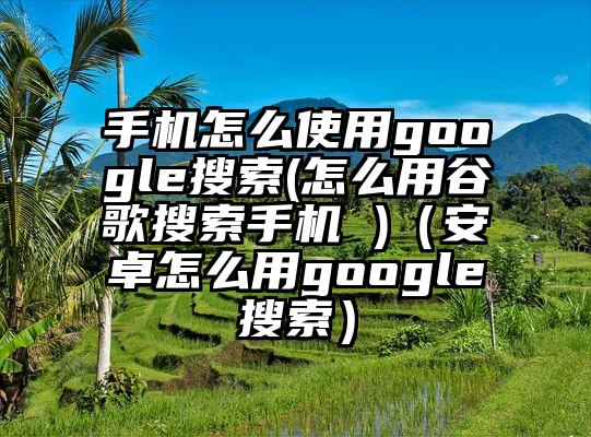 手机怎么使用google搜索(怎么用谷歌搜索手机 )（安卓怎么用google搜索）