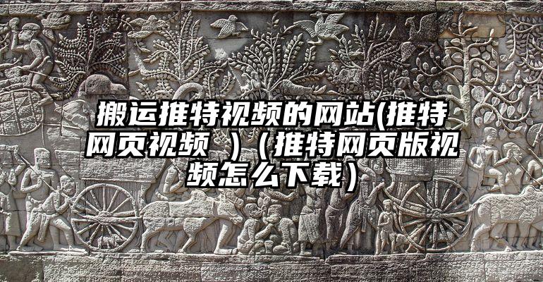 搬运推特视频的网站(推特网页视频 )（推特网页版视频怎么下载）