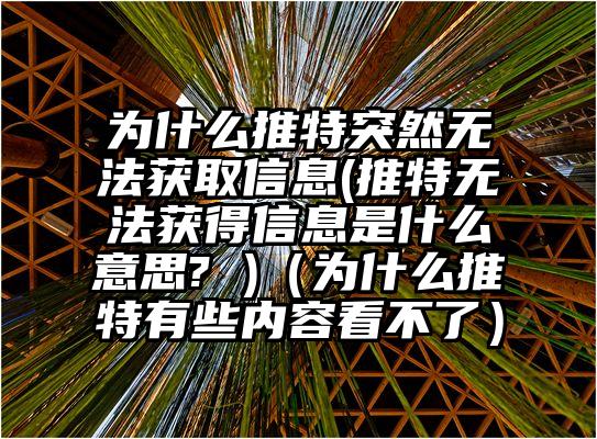 为什么推特突然无法获取信息(推特无法获得信息是什么意思? )（为什么推特有些内容看不了）