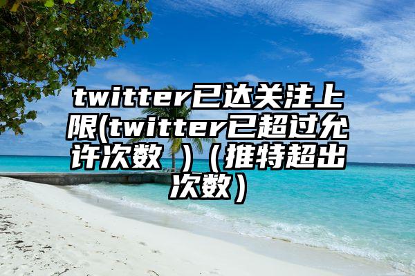 twitter已达关注上限(twitter已超过允许次数 )（推特超出次数）