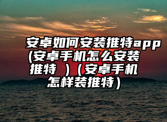安卓如何安装推特app(安卓手机怎么安装推特 )（安卓手机怎样装推特）