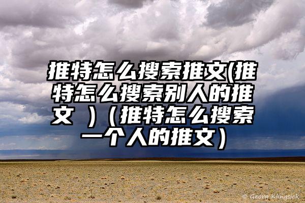 推特怎么搜索推文(推特怎么搜索别人的推文 )（推特怎么搜索一个人的推文）