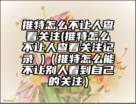 推特怎么不让人查看关注(推特怎么不让人查看关注记录 )（推特怎么能不让别人看到自己的关注）