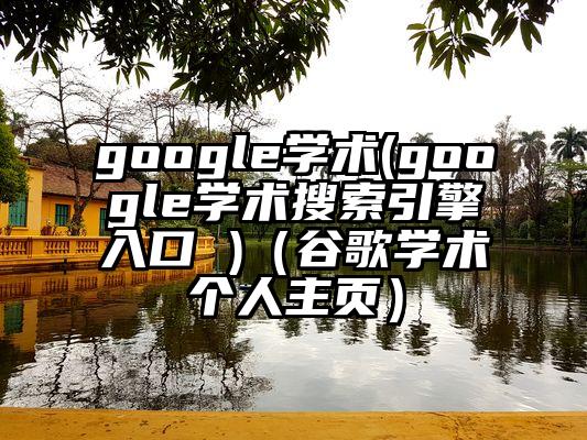 google学术(google学术搜索引擎入口 )（谷歌学术个人主页）