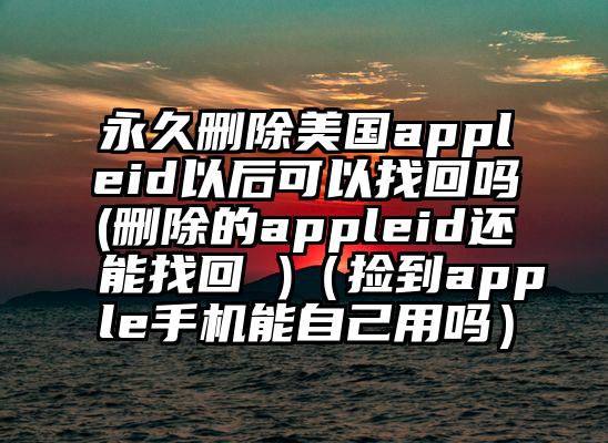 永久删除美国appleid以后可以找回吗(删除的appleid还能找回 )（捡到apple手机能自己用吗）