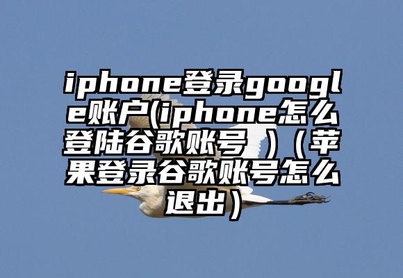 iphone登录google账户(iphone怎么登陆谷歌账号 )（苹果登录谷歌账号怎么退出）
