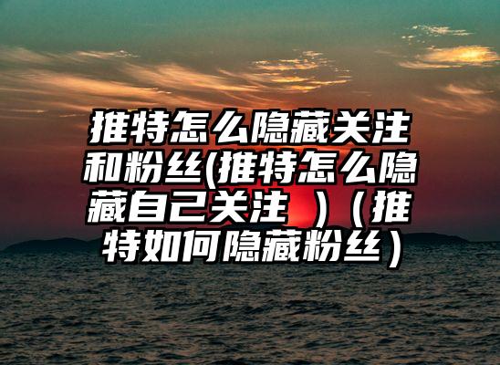 推特怎么隐藏关注和粉丝(推特怎么隐藏自己关注 )（推特如何隐藏粉丝）