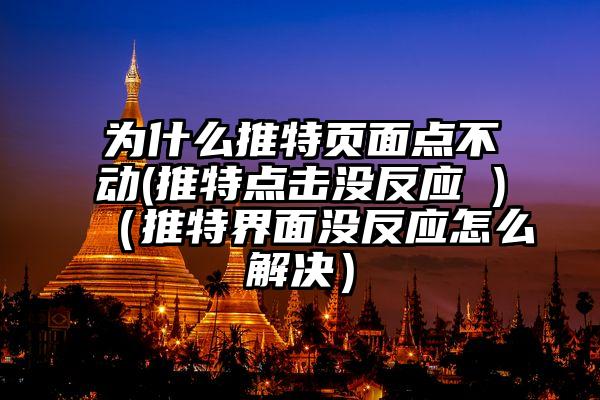 为什么推特页面点不动(推特点击没反应 )(推特界面没反应怎么解决)