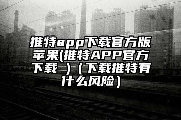推特app下载官方版苹果(推特APP官方下载 )（下载推特有什么风险）