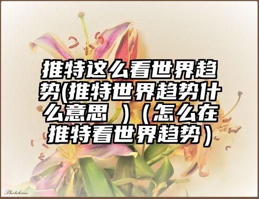推特这么看世界趋势(推特世界趋势什么意思 )（怎么在推特看世界趋势）