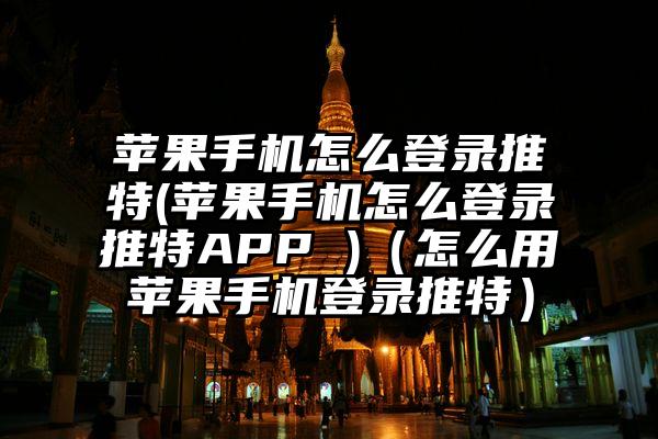 苹果手机怎么登录推特(苹果手机怎么登录推特APP )（怎么用苹果手机登录推特）