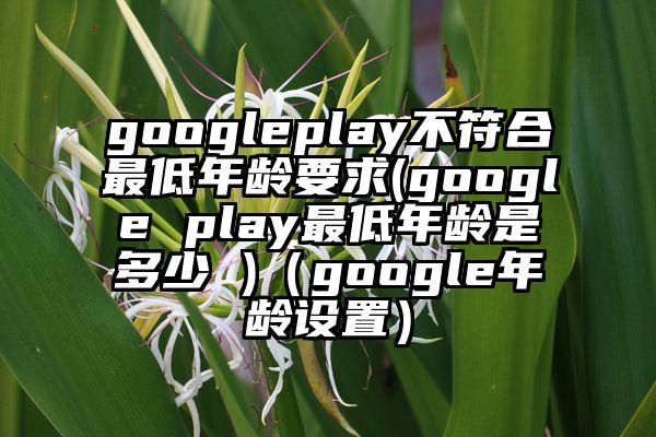 googleplay不符合最低年龄要求(google play最低年龄是多少 )（google年龄设置）