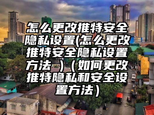 怎么更改推特安全隐私设置(怎么更改推特安全隐私设置方法 )（如何更改推特隐私和安全设置方法）