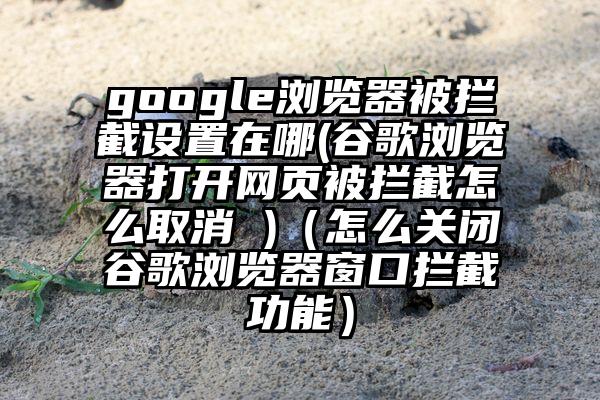 google浏览器被拦截设置在哪(谷歌浏览器打开网页被拦截怎么取消 )（怎么关闭谷歌浏览器窗口拦截功能）