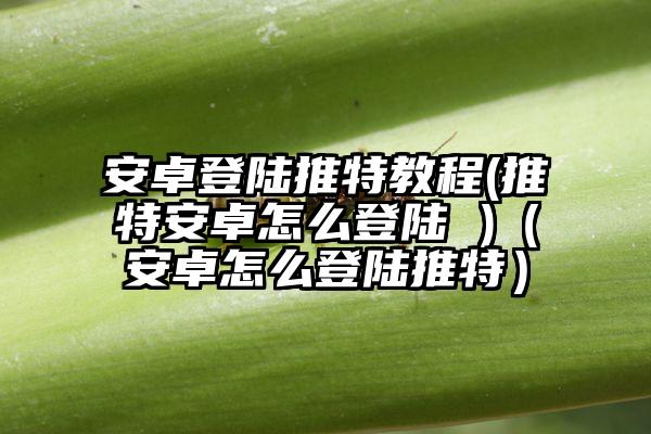 安卓登陆推特教程(推特安卓怎么登陆 )（安卓怎么登陆推特）