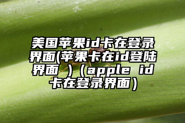 美国苹果id卡在登录界面(苹果卡在id登陆界面 )（apple id卡在登录界面）