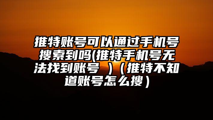 推特账号可以通过手机号搜索到吗(推特手机号无法找到账号 )(推特不知道账号怎么搜)