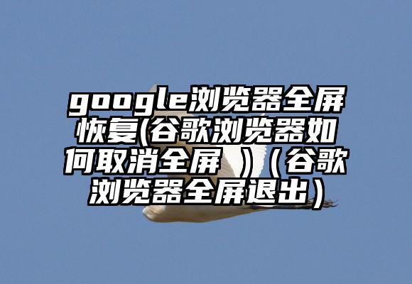 google浏览器全屏恢复(谷歌浏览器如何取消全屏 )（谷歌浏览器全屏退出）