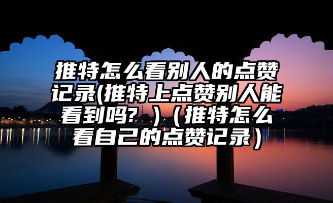 推特怎么看别人的点赞记录(推特上点赞别人能看到吗? )（推特怎么看自己的点赞记录）