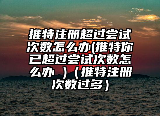 推特注册超过尝试次数怎么办(推特你已超过尝试次数怎么办 )（推特注册次数过多）