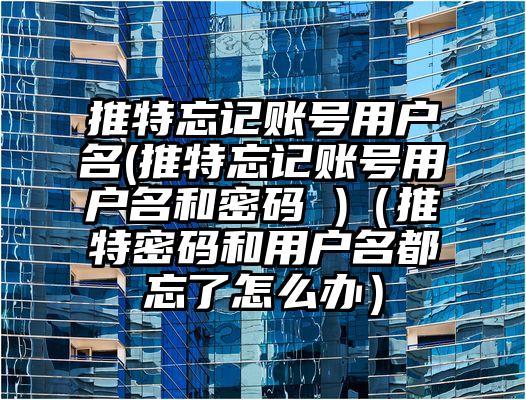 推特忘记账号用户名(推特忘记账号用户名和密码 )(推特密码和用户名都忘了怎么办)