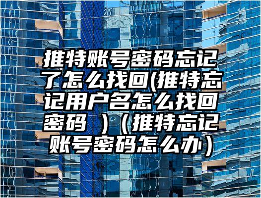 推特账号密码忘记了怎么找回(推特忘记用户名怎么找回密码 )（推特忘记账号密码怎么办）