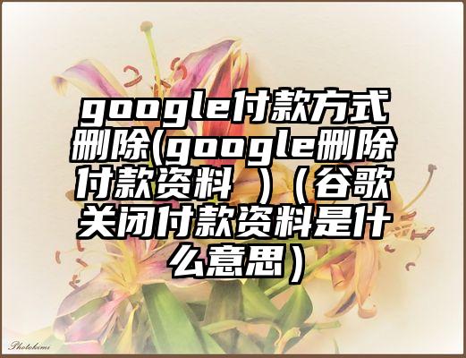 google付款方式删除(google删除付款资料 )（谷歌关闭付款资料是什么意思）